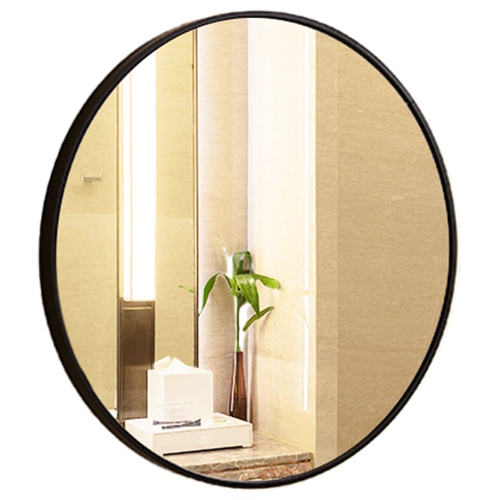 BADU Fürdőszoba tükör, fekete keret, átmérő 60 cm