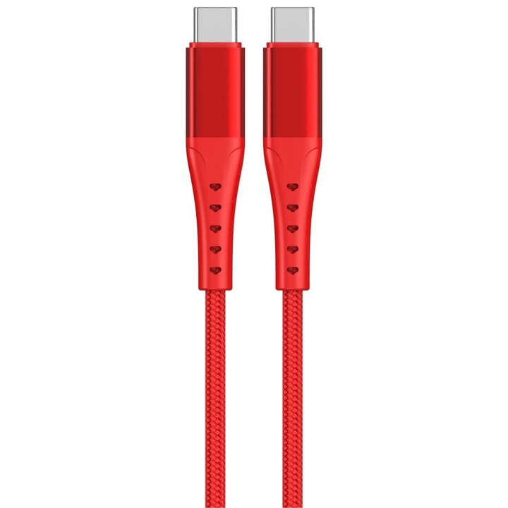 Cablu Lemontti Bending Aluminum Fast Charge Type-C la Type-C, PD 60W, 1.2m, Rosu