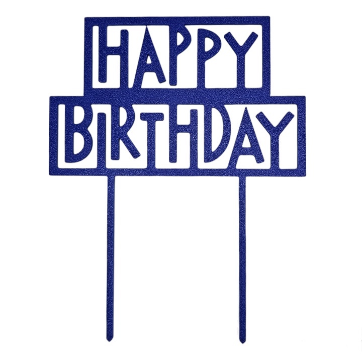 Topper tort Happy Birthday 15 cm albastru