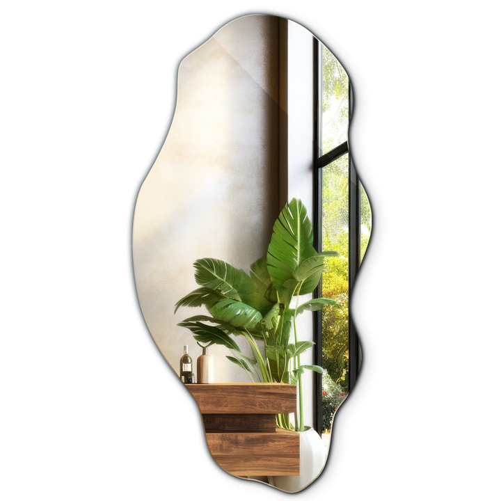 Aszimmetrikus tükör, Wallfluent, a folt alakja, modern, 50 cm x 100 cm