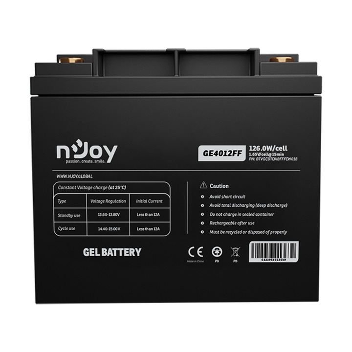 APC-nJoy GE4012FF akkumulátor, 12V, 126 W/elem, gondozásmentes T6