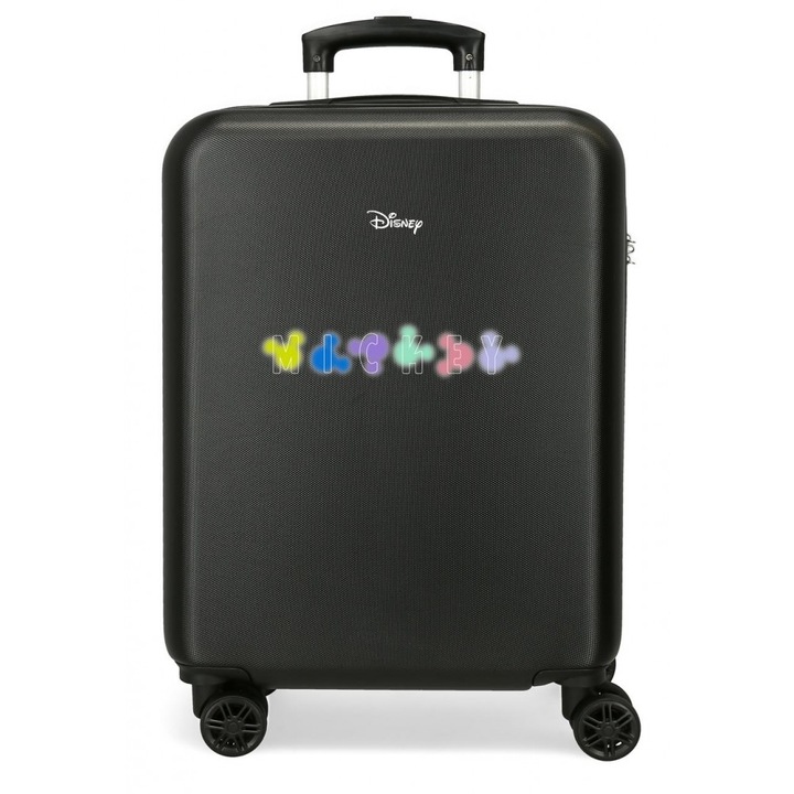 Troler cabina copii, Disney Mickey Heads, ABS, negru, 38x55x20 cm