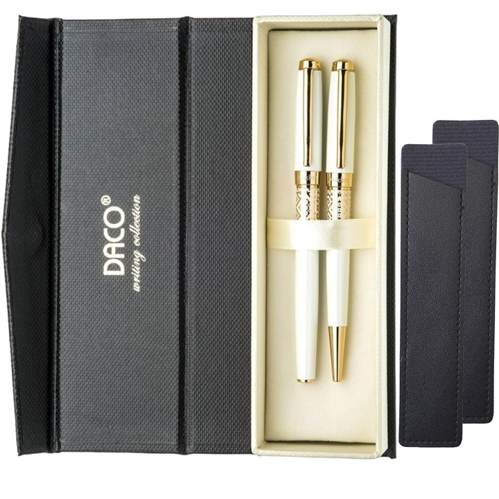 Set Pix si Stilou DACO SE268W Alb + etui piele FLR