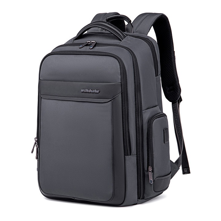 Rucsac Arctic Hunter B00544, Compartiment Laptop 17", 40L, USB, Gri, 49x32x25.5cm