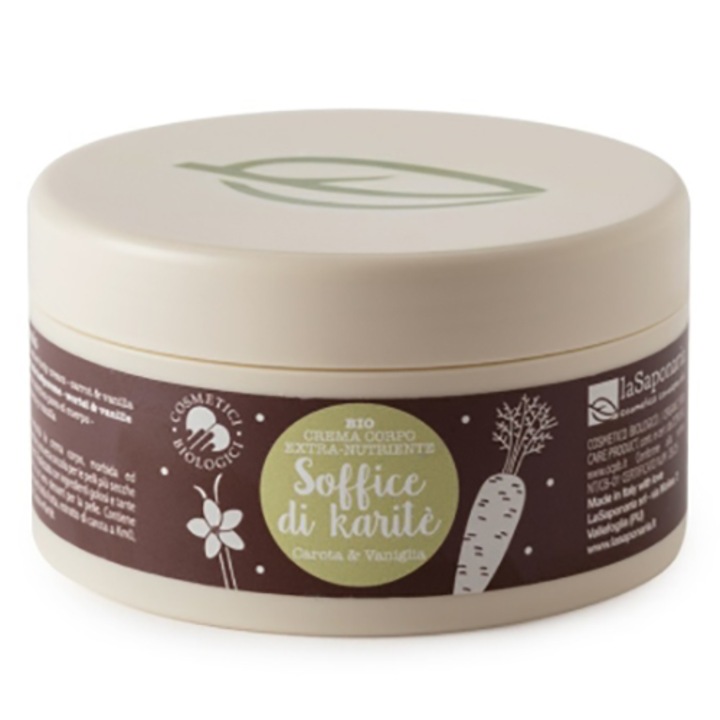 Cream bio nutritiva de corp cu morcov si vanilie Soffice di karite LaSaponaria180ml