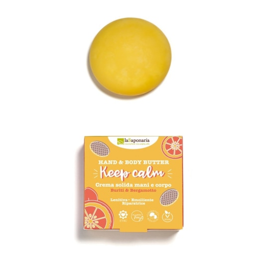 Unt solid pentru maini si corp Keep Calm cu buriti si bergamota La Saponaria, 80 ml