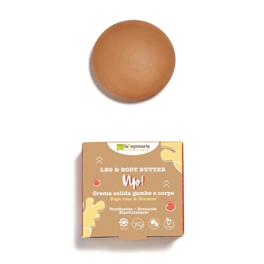 Unt solid pentru corp si picioare Up! cu piper roz si ghimbir La Saponaria, 80 ml