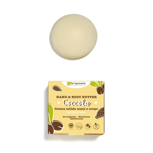 Unt solid pentru maini si corp Coccola cu unt de shea si cacao La Saponaria, 80 ml