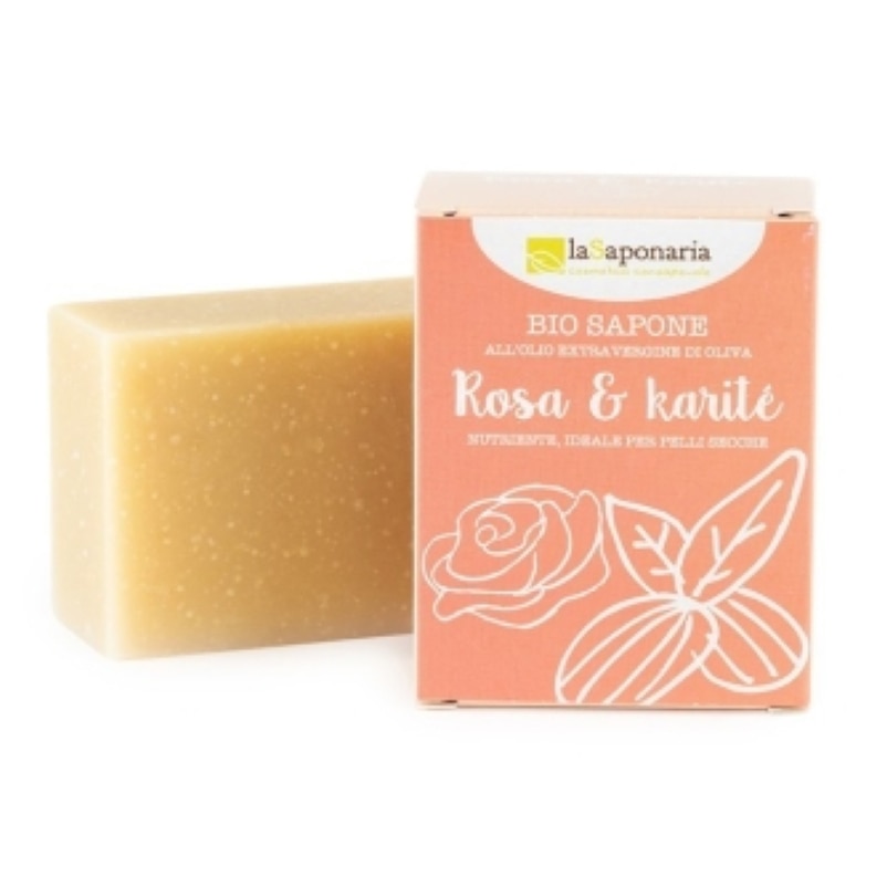 Sapun solid cu trandafiri si unt de shea La Saponaria, 100 gr