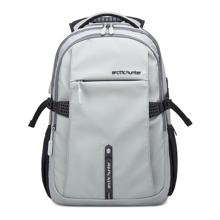Rucsac Arctic Hunter B00388, laptop 15.6", USB, 27L, gri, 30x46x21cm