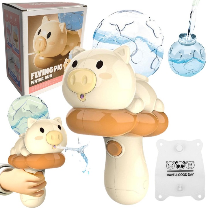Воден пистолет Import ProNice, модел прасе върху облак, голям резервоар, 15.4x10x18cm
