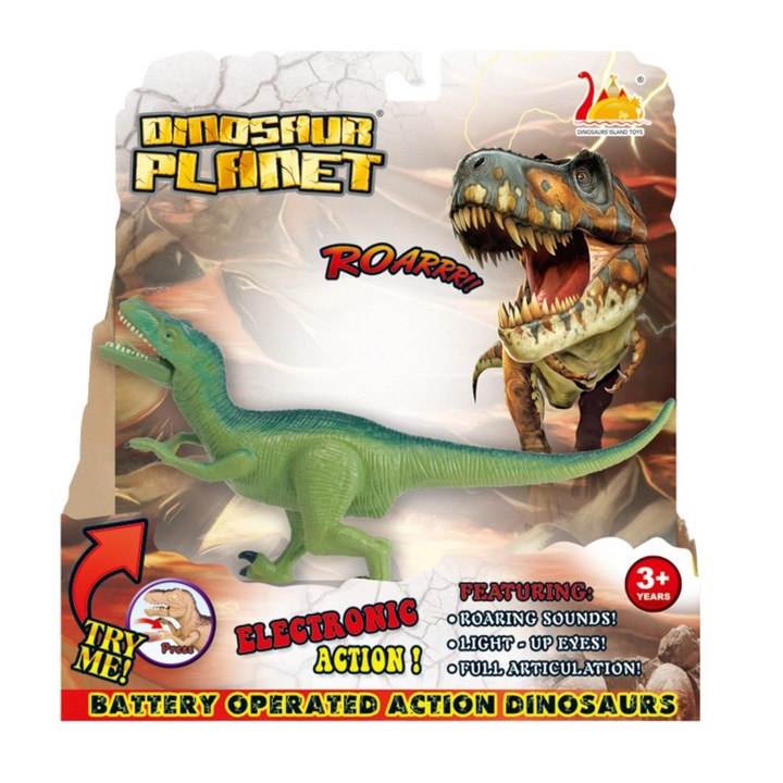 Figurina interactiva dinozaur Import ProNice, efecte luminoase si sonore/miscare, 24x8.5x25cm