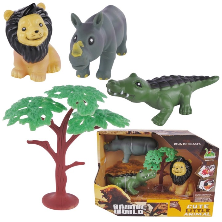 Set Figurine Import ProNice, Animale Salbatice/Arbore, 21x14.5x8.5cm