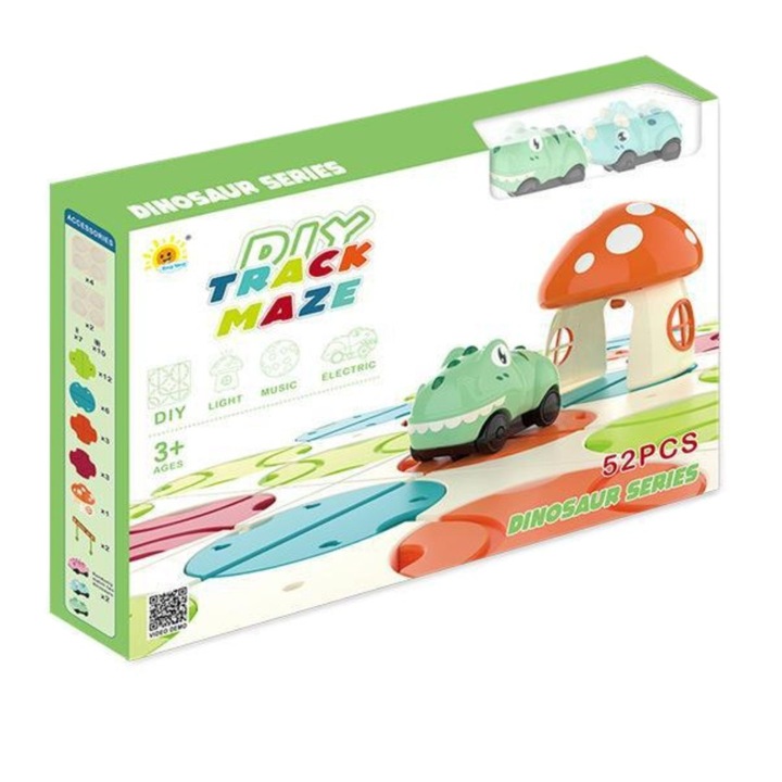 Set de constructie Import ProNice, labirint autostrada, 52 piese, efecte luminoase si sonore, multicolor, 41x5.7x30cm