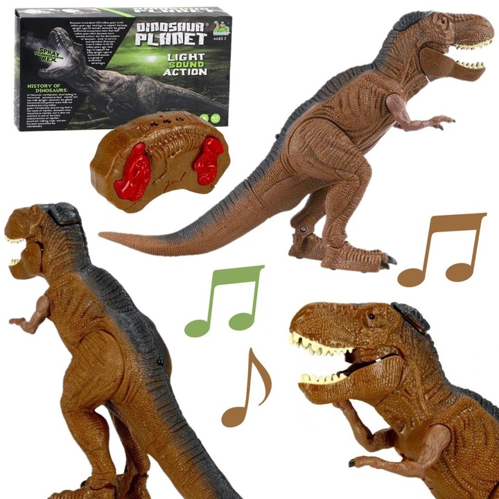 Dinozaur telecomandat Import ProNice, efecte luminoase si sonore, parti mobile, 29x5x23cm
