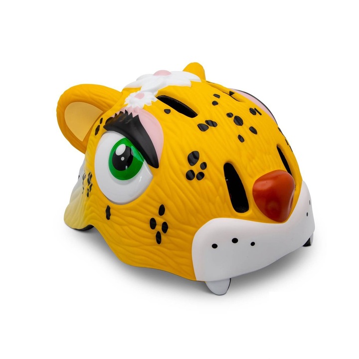 Casca bicicleta copii, model 3D, dimensiune reglabila 49-55 cm, 2-7 ani, Leopard Galben