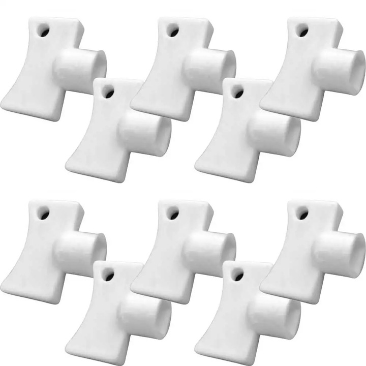 Set 10 chei pentru aerisit calorifere, universale, din plastic, 21 x 18 x 10 mm, cap tip fluture, Dactylion®