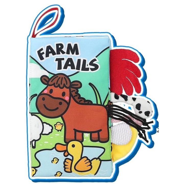 Textil szenzoros könyv babáknak, haszonállatoknak, BPA mentes, sokszínű