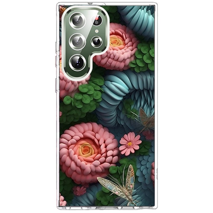 Персонализиран калъф за samsung galaxy s23 ultra, магнитна приставка magsafe, 3d flower mix 6