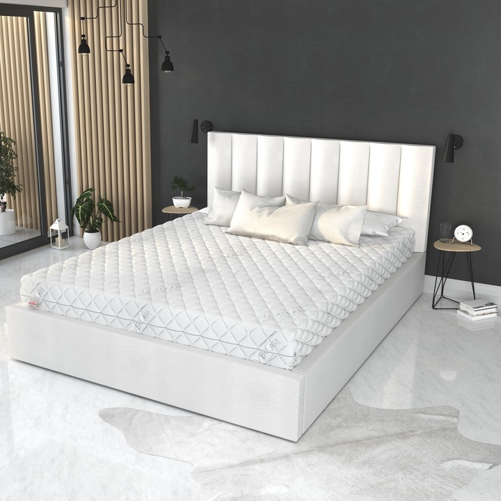 Saltea ortopedica, Spij zdrowo, Lux, 100x200x22cm, cu arcuri individuale, husa Silvercare, fermitate medie-inalta