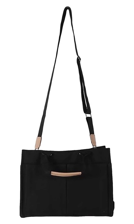 Дамска работна чанта Dollcini, платнена чанта, ежедневна работна чанта с няколко джоба, ежедневна чанта, пътуване/работа/ежедневие, черен Croco, 35 x 25 x 14 cm