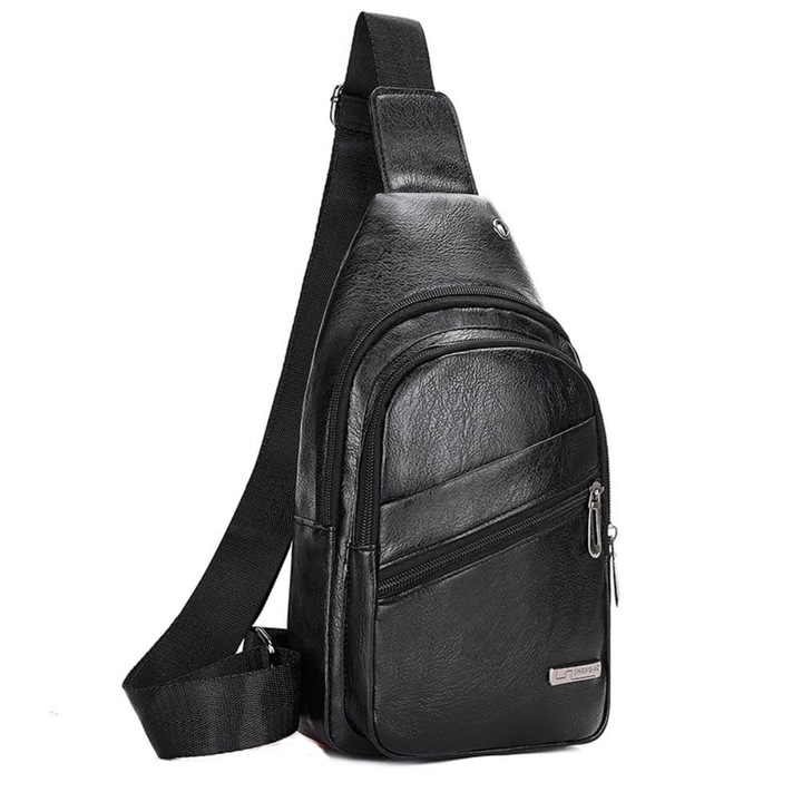 Dollcini, PU кожена чанта през рамо, малка чанта през рамо, чанта за през рамо, мъжка чанта за през рамо, чанта за през рамо през рамо, черна, 17 x 6 x 35 cm