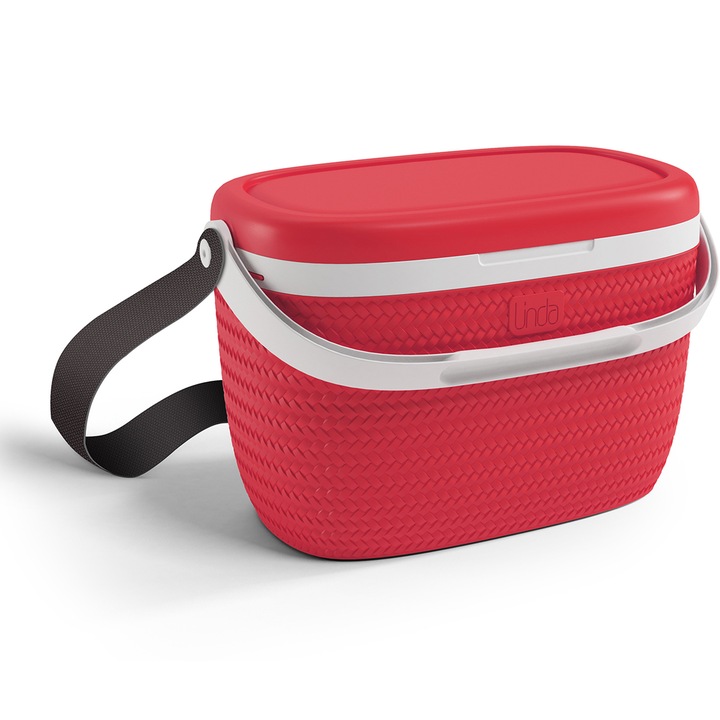 Хладилна кутия Linda, Пасивна, 18 литра, Червен, С кожена дръжка