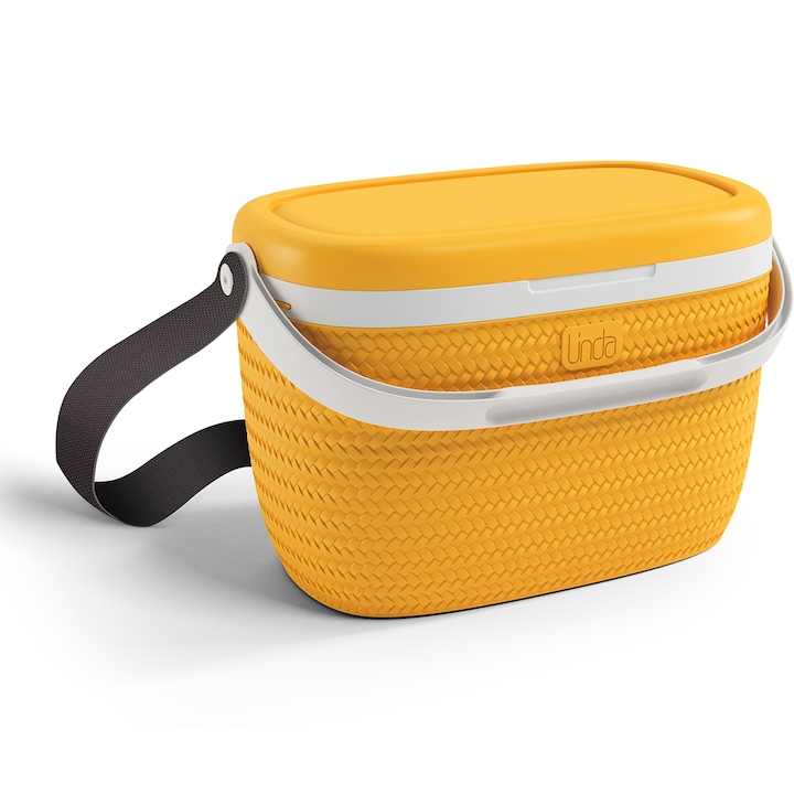 Хладилна кутия Linda, Пасивна, 18 литра, С кожена дръжка, Жълт
