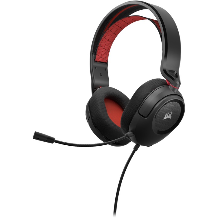Слушалки Gaming Corsair HS35 v2, Мултиплатформени, Съвместими с Xbox/PlayStation/Switch, Аудио драйвери 50 мм, Многопосочен микрофон, Жак 3,5 мм, Червен