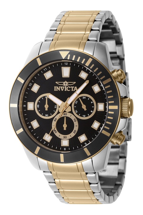 Invicta, Кварцов часовник от неръждаема стомана, Сребрист, Златист