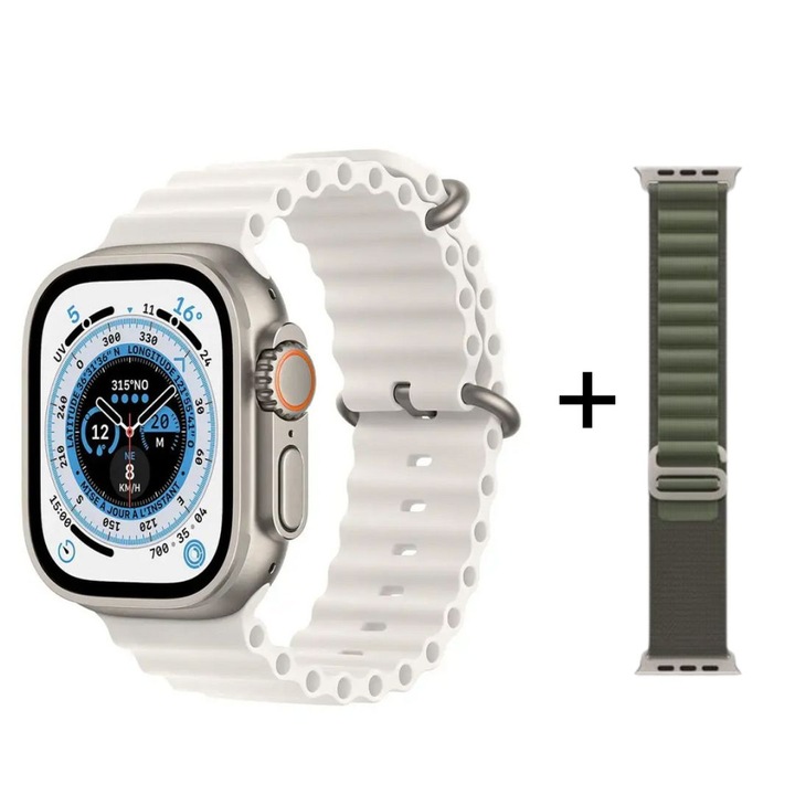 Комплект Смарт часовник T900 Ultra2 S, Bluetooth, 2.02 инча. SMS, известия, Режим Спорт, 49мм + 1 бр каишка