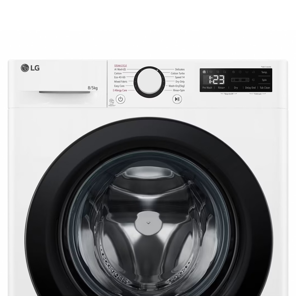 LG F2DR508SBW masina de spalat cu uscator cu abur, max. 1200 rpm, tehnologie AI DD, design ingust, 8/5 kg,