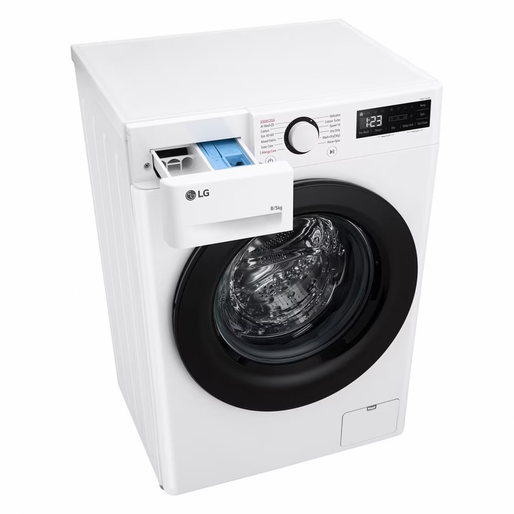 LG F2DR508SBW masina de spalat cu uscator cu abur, max. 1200 rpm, tehnologie AI DD, design ingust, 8/5 kg,