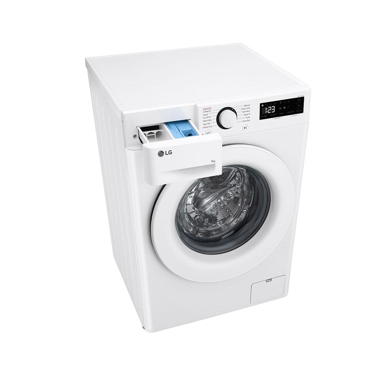 Masina de spalat rufe LG F4WR509SWW, 9kg, Clasa A, 1400 RPM, Tehnologie AI DD, Steam, Motor Inverter Direct Drive, Alb
