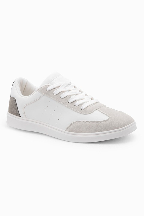 OMBRE, Műbőr sneaker nyersbőr részletekkel, Törtfehér