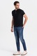 OMBRE, Tricou de bumbac cu fenta cu nasturi, Negru, XL