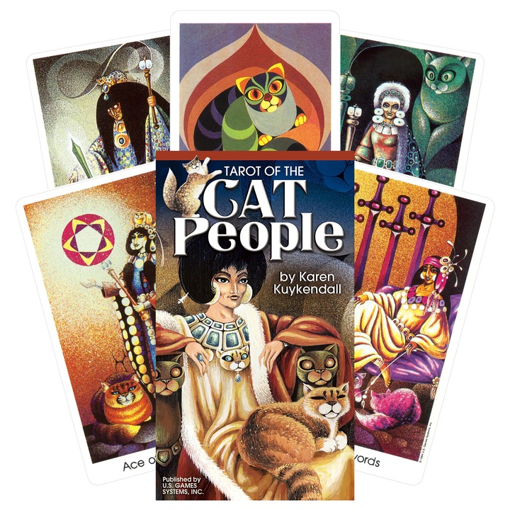Пакет от 78 карти Tarot Of The Cat People, US GAMES SYSTEMS, 6.6x11.2cm, многоцветни