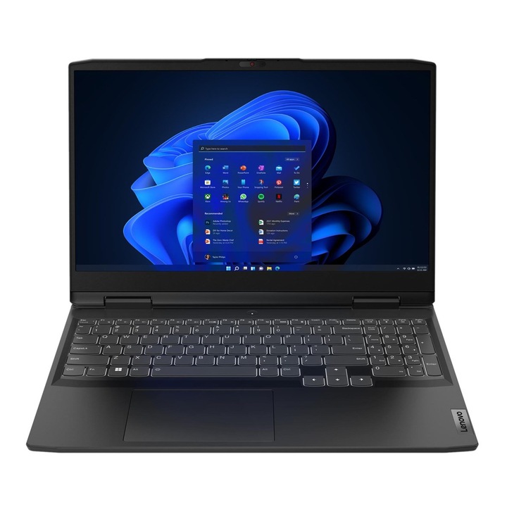 Laptop Lenovo IdeaPad Gaming 3, 15.6" Full HD, AMD Ryzen™ 5 7535HS pana la 4.55 GHz, 16 GB RAM DDR5 4800, 512 GB SSD, NVIDIA® GeForce® RTX 3050 6 GB, Windows 11 Home, Onyx Grey DDR5