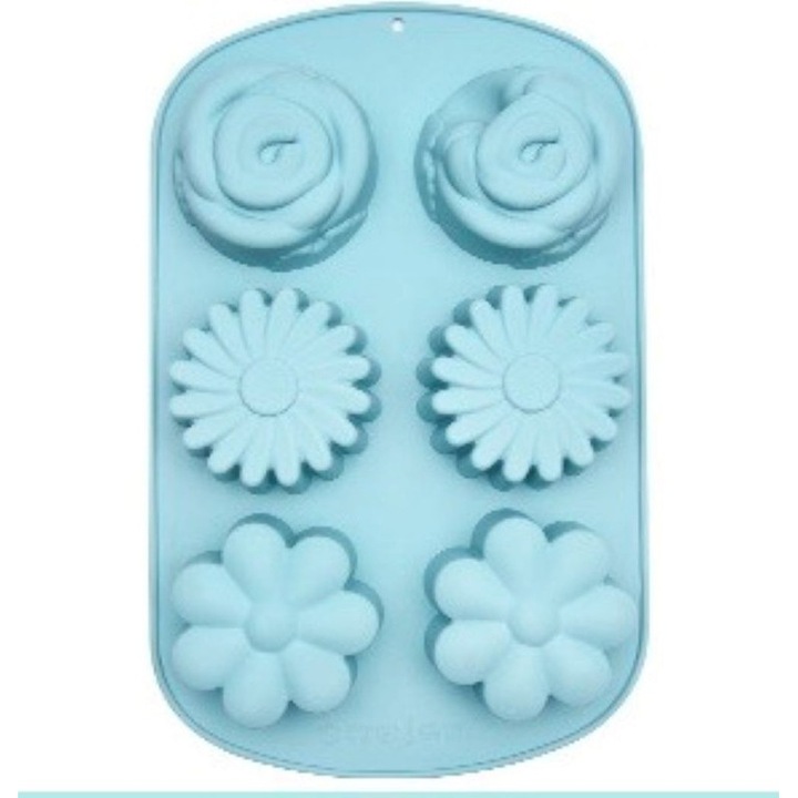 Élelmiszer-szilikon tortaforma, 6 rekeszes, zöld, szélsőséges hőmérsékletnek ellenáll