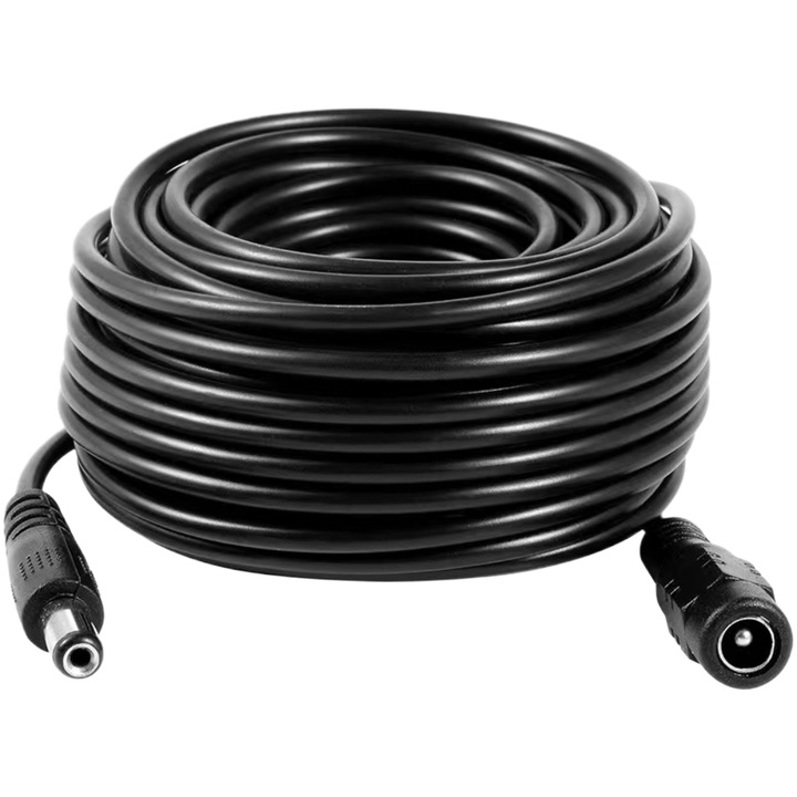 Cablu de alimentare extensie 10m, pentru camera de supraveghere wireless, universal, negru