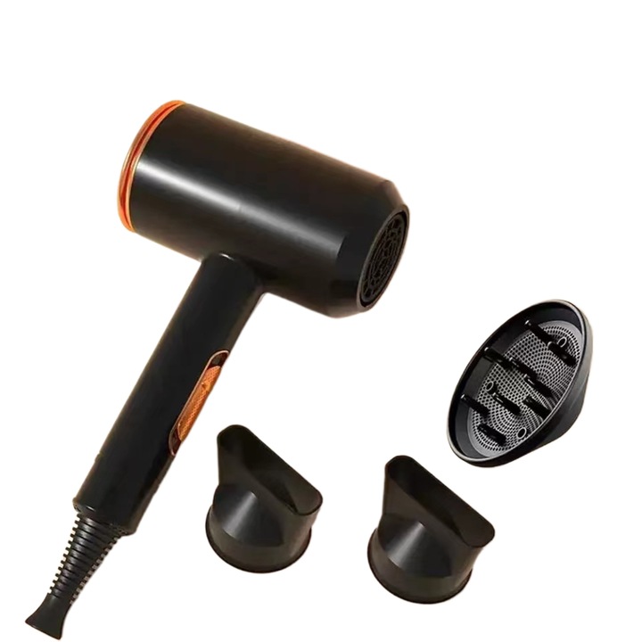 Професионален йонен сешоар, бързосъхнещ, 2000W, 2 скорости, черен/златист