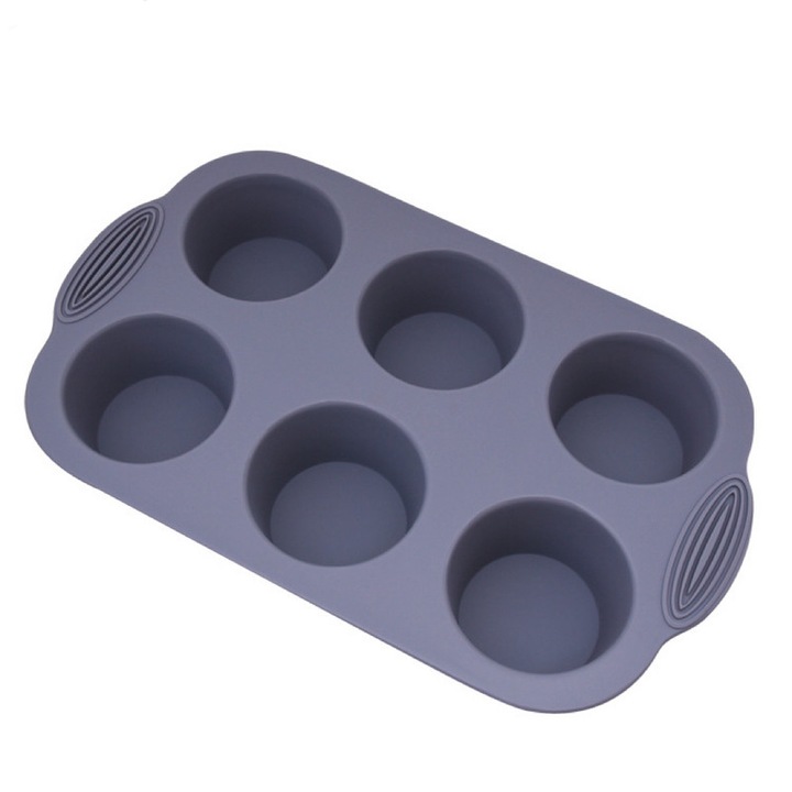 Szilikon sütőforma, 6 rekeszes, szürke