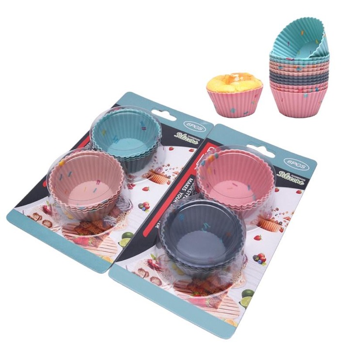 6 db szilikon tortaforma készlet, szélsőséges hőmérsékletnek ellenálló, többszínű, 6,5x4,2x3,2 cm