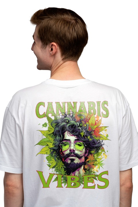 Мъжка тениска, "Cannabis vibes", Чисто бяло