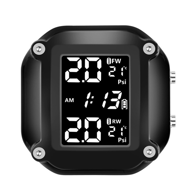 Uudeals guminyomás ellenőrző rendszer, digitális, vízálló, fekete, 53x53x30mm