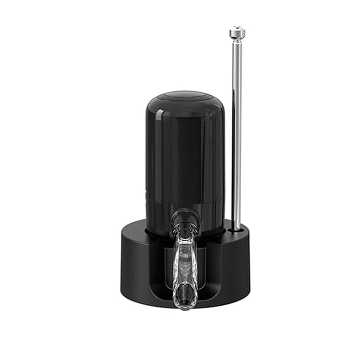 Електрическа гарафа за вино, функция за автоматичен аератор и дозатор, работеща с батерия, бутон за включване и изключване, 30 CM тръба, съвместима с всяка бутилка вино, 12,1 × 10,5 × 5,1 см, черен цвят, модерен дизайн