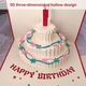 Felicitare cu tort pop-up 3D, Darklove, Moments, Muzicala, Lumina LED, Cu plic, Happy Bithday, Pliabil, Usor de asamblat, Pentru scrisoare de invitatie, ziua de nastere si craciun, Hartie, 15x15 cm, Rosu