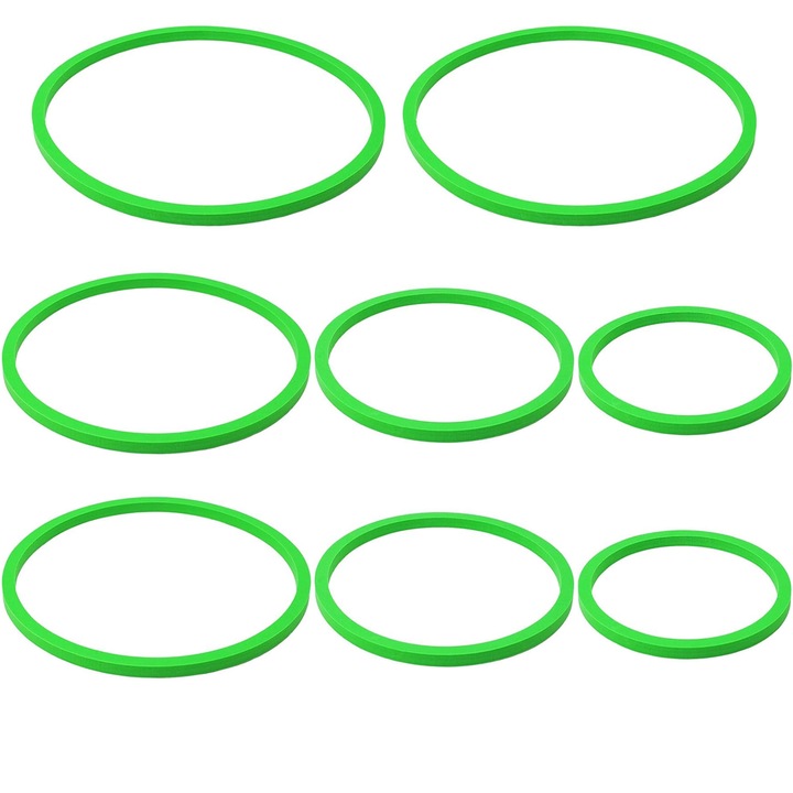 Комплект от 10 пръстена за хранене на риби, пластмасови, различни размери, зелени