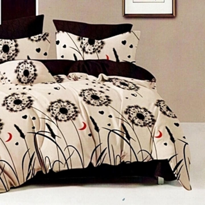 Lenjerie de pat Finet, cearceaf cu elastic, 6 piese, pentru pat dublu, multicolor, Ralex Pucioasa, 160x200cm, LDP-FINH-10060