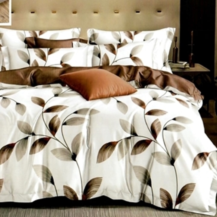 Lenjerie de pat Finet, cearceaf cu elastic, 6 piese, pentru pat dublu, multicolor, Ralex Pucioasa, 160x200cm, LDP-FINH-10081